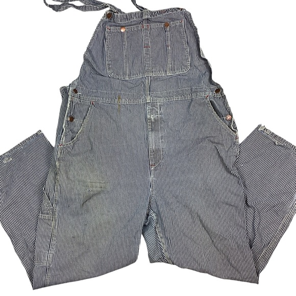 jcpenney Jeans Vintage Big Mac Distressed Hickory Striped Bib